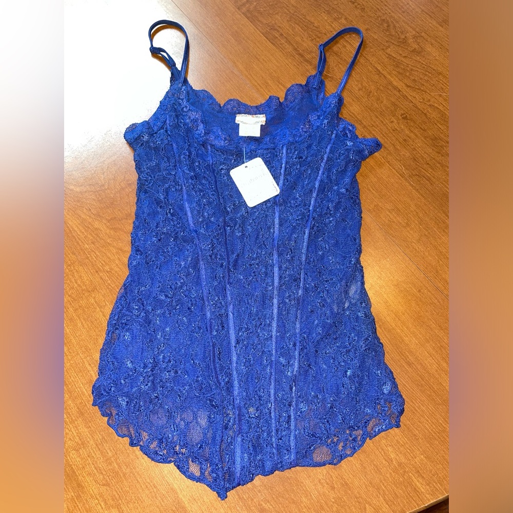 Free People Intimately Blue Corset Lace Tank